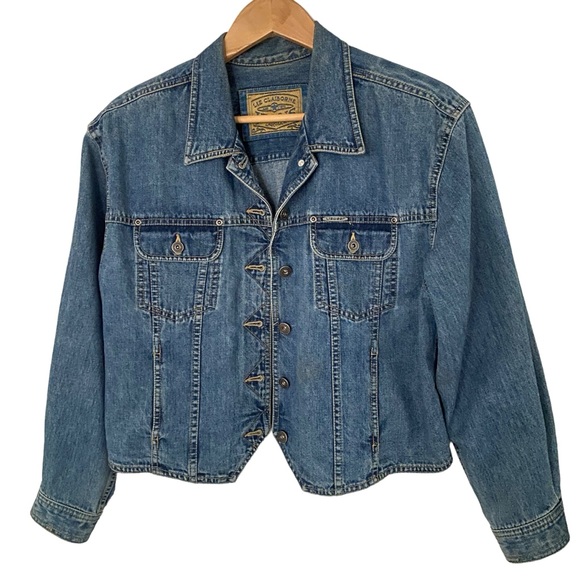 Vintage 90’s Liz Claiborne Jeans Cropped Denim Jean Jacket Size Medium Petite - Picture 11 of 11